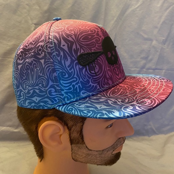Hobolax Skull Lacrosse Stick Graphic Flat Brim Snapback Hat Men Women Colorful - Picture 3 of 5